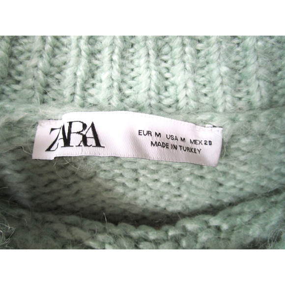 EUC! Zara Mint Green Thick Crew Neck Oversize Sweater Women Sz M - Picture 8 of 8